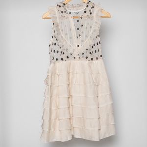 Vintage Polka Dot Organza Dress with Ruffled Skirt